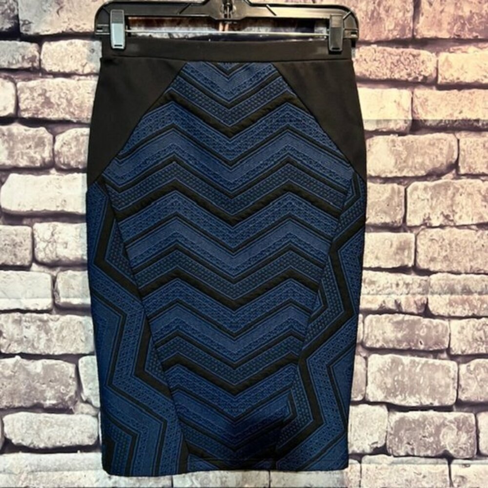 Willow & Clay Black & Blue Knee Length Skirt Size S